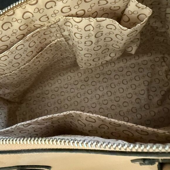 Guess - Tan Satchel Bag with contrast black trim & removable shoulder strap - Picture 7 of 7